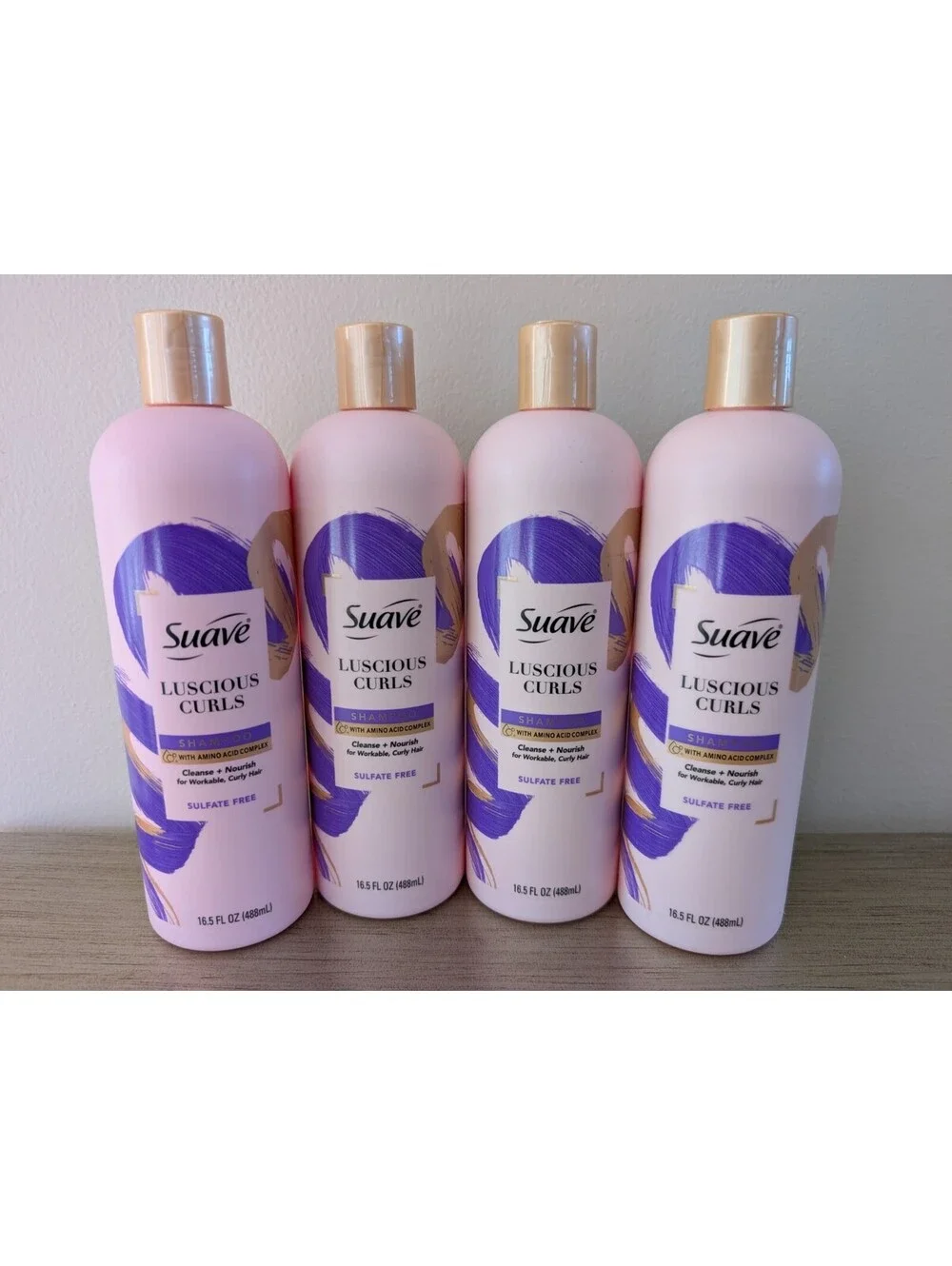 Suave Luscious Curls Defining Shampoo Amino Acid Complex 16.5 oz Lot Of 4